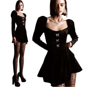 New Arrivals | NWT Claudine in Velours Noir Mini Dress - FR 38